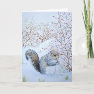 Cartes Pour Fêtes Annuelles art gris mignon de faune de scène de neige