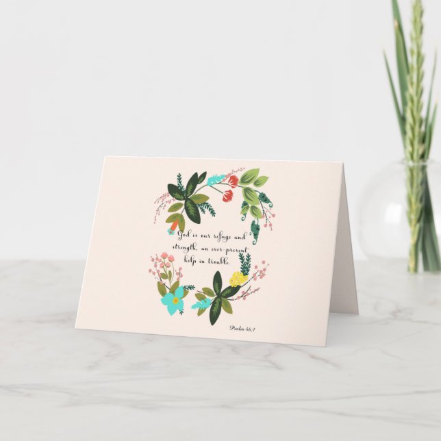 Cartes Pour Fêtes Annuelles Art inspirationnel chrétien - Psaume 46:1 (Devant)