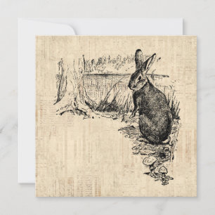 Cartes Pour Fêtes Annuelles Art lapin vintage illustré