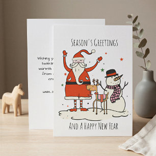 Cartes Pour Fêtes Annuelles Art moderne ligne minimaliste Snowman Père Noël Re