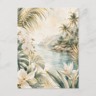 Cartes Pour Fêtes Annuelles Art mural aquarelle tropical luxueux côtier