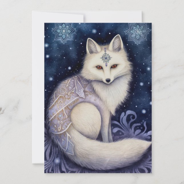 Cartes Pour Fêtes Annuelles Art mystique du renard arctique Boho (Devant)