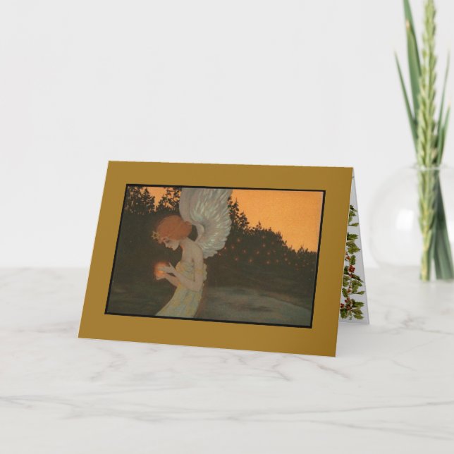 Cartes Pour Fêtes Annuelles Art Nouveau Ange de Noël (Devant)