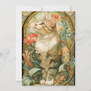 Cartes Pour Fêtes Annuelles Art Nouveau Chat