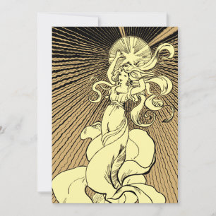 Cartes Pour Fêtes Annuelles Art Nouveau Fille Avec Étoile Lumière