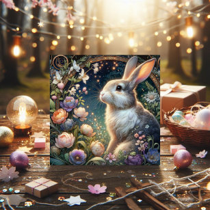 Cartes Pour Fêtes Annuelles Art Nouveau Imaginaire Fleur Jardin Rabbit Pâques