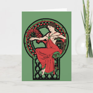 Cartes Pour Fêtes Annuelles Art nouveau rouge et vert