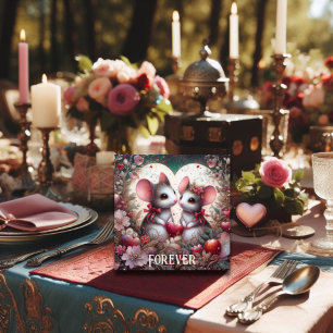 Cartes Pour Fêtes Annuelles Art Nouveau Souris Couple Coeurs Floraux Valentine