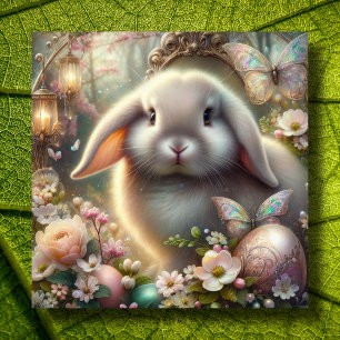 Cartes Pour Fêtes Annuelles Art Nouveau Whimsical Imaginaire Lop Bunny Pâques