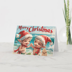 Cartes Pour Fêtes Annuelles Art numérique de Noël de Baby Elves Beach
