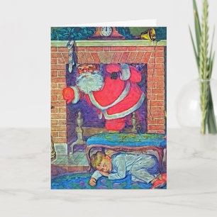 Cartes Pour Fêtes Annuelles Art numérique Père Noël vintage et enfant