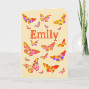 Cartes Pour Fêtes Annuelles Art papillon coloré vintage Emily Nom
