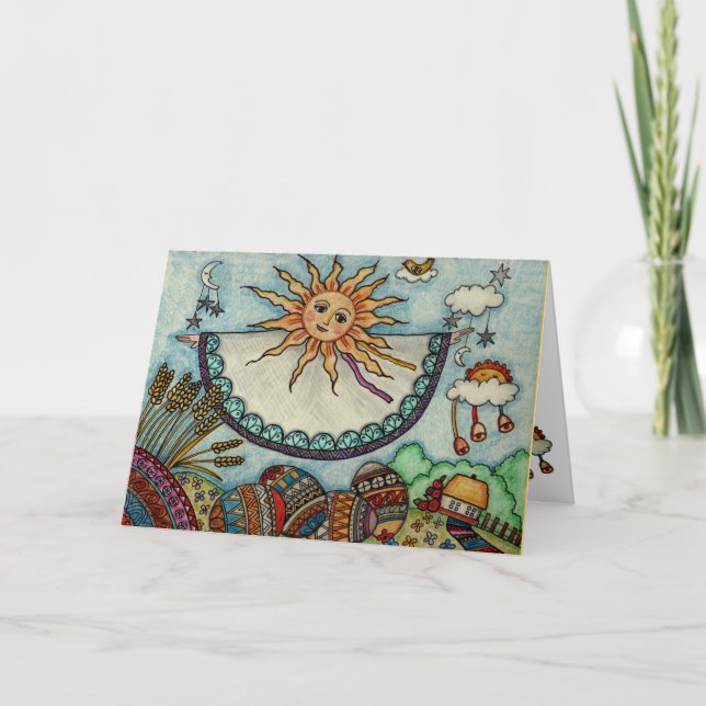 Cartes Pour Fêtes Annuelles Art populaire d'Ukrainien de lever de soleil de (Devant)