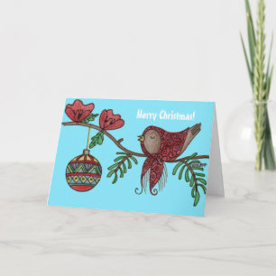Cartes Pour Fêtes Annuelles Art populaire d'Ukrainien de Noël d'oiseau de baba
