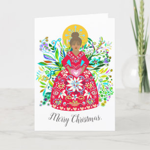 Cartes Pour Fêtes Annuelles Art populaire moderne Vibrant Red Christmas Angel