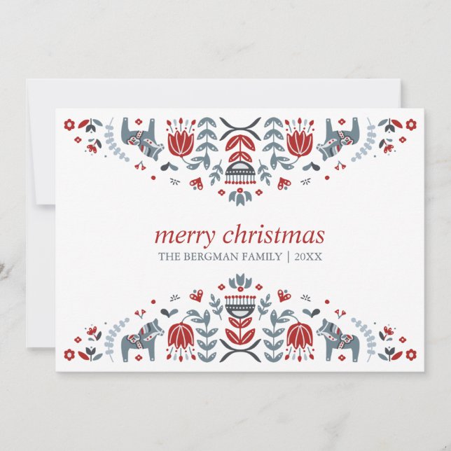 Cartes Pour Fêtes Annuelles Art populaire nordique | Fêtes de Noël 3 Photo (Devant)