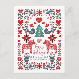 Cartes Pour Fêtes Annuelles Art populaire nordique scandinave Fable Noël