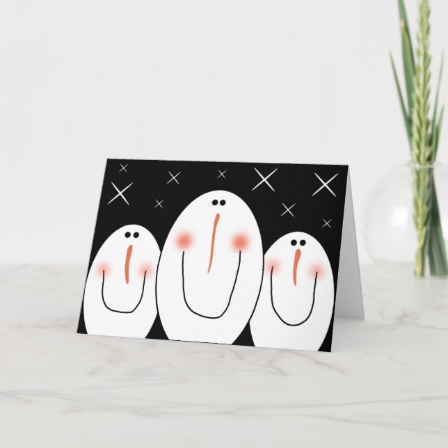 Cartes Pour Fêtes Annuelles Art populaire primitif Snowman (Devant)