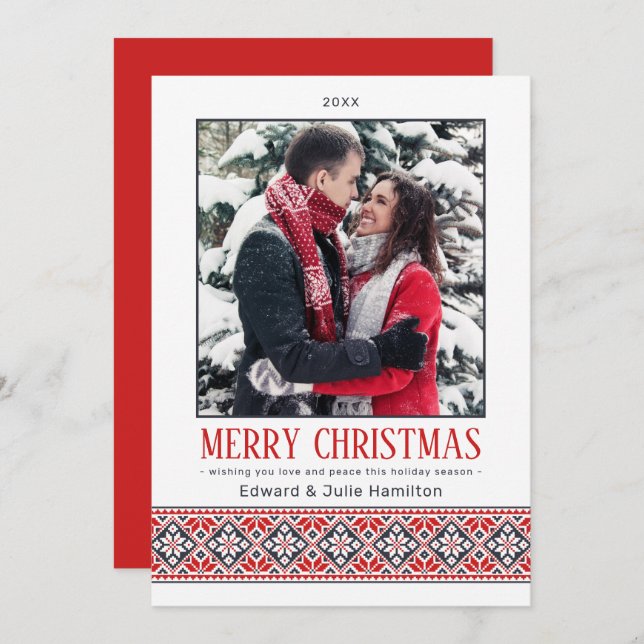 Cartes Pour Fêtes Annuelles Art populaire slave moderne Poinsettia | Photo (Devant / Derrière)