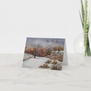 Cartes Pour Fêtes Annuelles Art rural de scène de neige de cottages de Noël