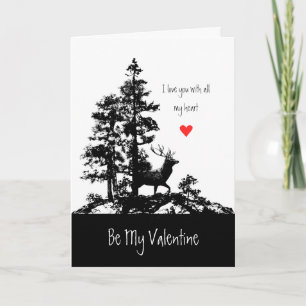 Cartes Pour Fêtes Annuelles Art vintage de cerfs communs de mâle de Valentine