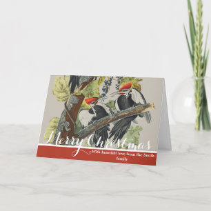 Cartes Pour Fêtes Annuelles Art vintage de l'oiseau pic à tête rouge d'Audubon