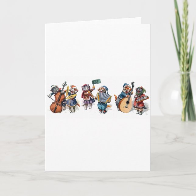 Cartes Pour Fêtes Annuelles Arthur Thiele - Chats jouant des instruments de mu (Devant)