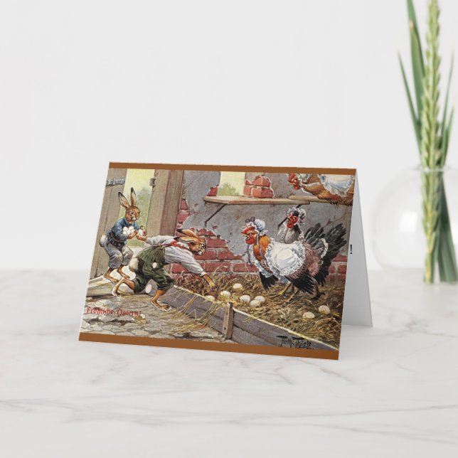 Cartes Pour Fêtes Annuelles Arthur Thiele Easter Card - Bunnies Steal Eggs! (Devant)