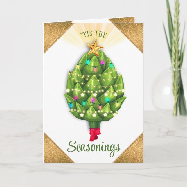 Cartes Pour Fêtes Annuelles Artichoke Christmas light chef restaurant de resta (Devant)