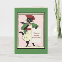 Artiste Chat Noir Vintage Joyeux Noël Fêtes C