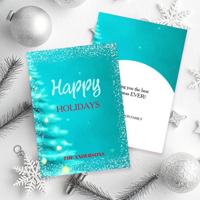 Cartes Pour Fêtes Annuelles Artistic Blue Holiday Christmas Tree  (Créateur téléchargé)