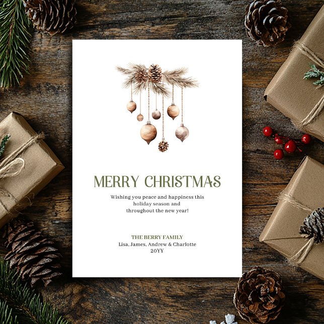 Cartes Pour Fêtes Annuelles Artistic Christmas Ornament Earthy Elegant Card (Artistic Christmas Ornament Earthy Elegant Card)