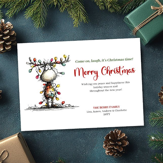 Cartes Pour Fêtes Annuelles Artistic Funny Reindeer Merry Christmas Card (Artistic Funny Reindeer Merry Christmas Card)