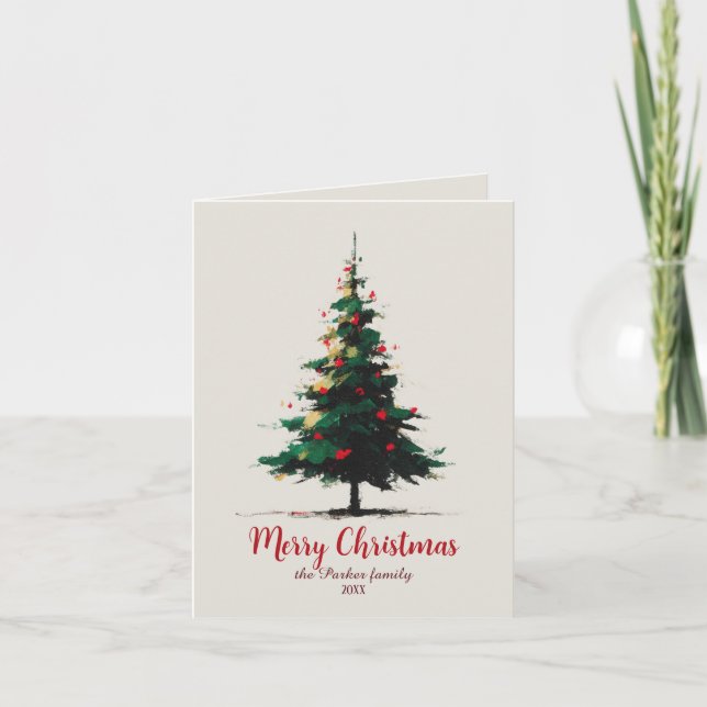Cartes Pour Fêtes Annuelles Artistic Watercolor Abstract Christmas Tree (Devant)