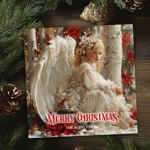 Cartes Pour Fêtes Annuelles Artistique ange angélique rouge or festif magique