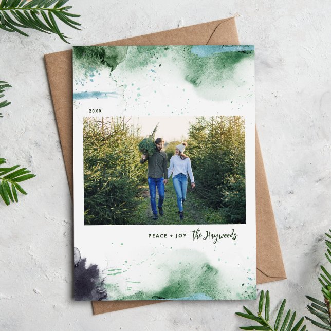 Cartes Pour Fêtes Annuelles Artsy Peace et Joy Photo (Créateur téléchargé)