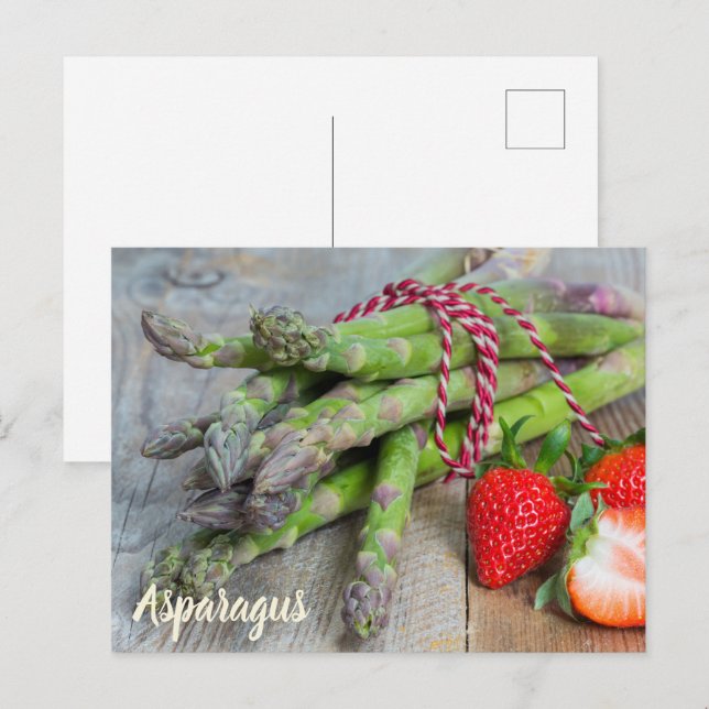 Cartes Pour Fêtes Annuelles Asperges vertes aux fraises (Devant / Derrière)