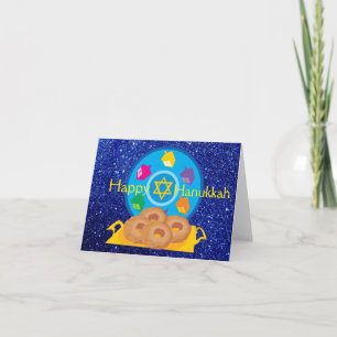 Cartes Pour Fêtes Annuelles Assiette de Hanukkah avec Dreidels Faux Paillettes