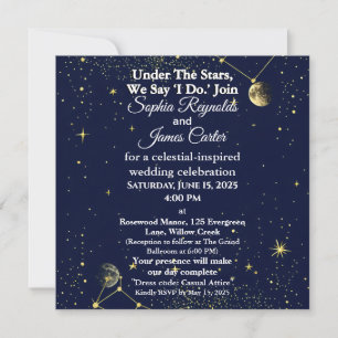Cartes Pour Fêtes Annuelles Astrologie & Thème de nuit étoilé Mariage célest