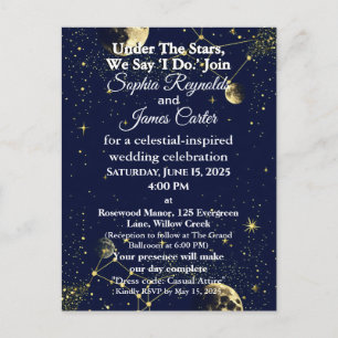 Cartes Pour Fêtes Annuelles Astrologie & Thème de nuit étoilé Mariage célest