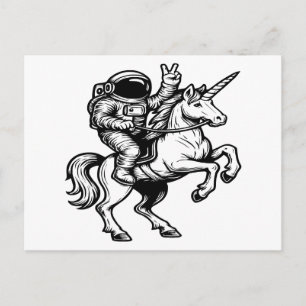 Cartes Pour Fêtes Annuelles Astronaute chevauchant une licorne