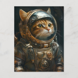 Cartes Pour Fêtes Annuelles astronaute de chat Steampunk
