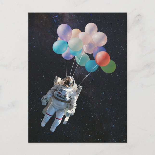 Cartes Pour Fêtes Annuelles Astronaute Stars & Space Colorful Balloons (Devant)
