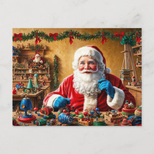 Cartes Pour Fêtes Annuelles Atelier de jouets de Noël père Noël