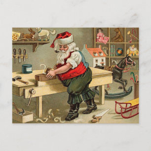 Cartes Pour Fêtes Annuelles Atelier de Noël du Père Noël vintage