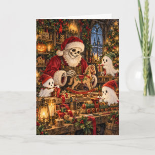 Cartes Pour Fêtes Annuelles Atelier de Noël du squelette Santa Ghost Elfes Cre
