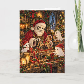 Cartes Pour Fêtes Annuelles Atelier de Noël du squelette Santa Ghost Elfes Cre