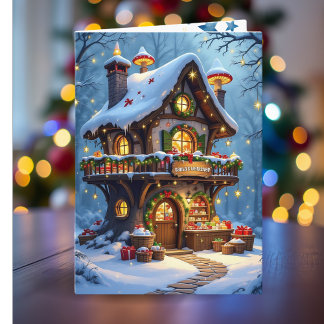 Cartes Pour Fêtes Annuelles Atelier de Père Noël Whimsical - Noël personnalisé