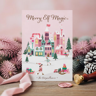 Cartes Pour Fêtes Annuelles Atelier d'elfe du pôle Nord Village rose du Père N