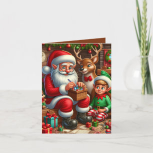 Cartes Pour Fêtes Annuelles Atelier du Père Noël au pôle Nord personnalisable
